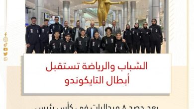 الشباب والرياضة تستقبل أبطال التايكوندو بعد حصد ٨ ميداليات في كأس رئيس الإتحاد الدولي بإثيوبيا