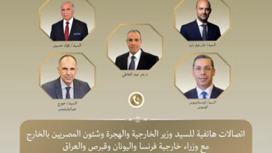 وزير الخارجية يتلقى اتصالات من وزراء خارجية فرنسا واليونان وقبرص والعراق