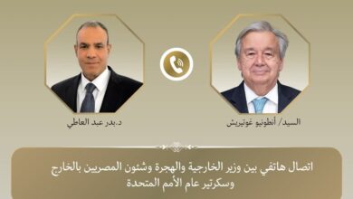 اتصال هاتفي بين وزير الخارجية والهجرة وسكرتير عام الأمم المتحدة