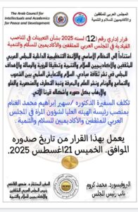 السفيرة الدكتورة سهير الغنام رئيساً للهيئة العليا لشؤون المرأة بالمجلس العربي للمثقفين والأكاديميين للسلام والتنمية