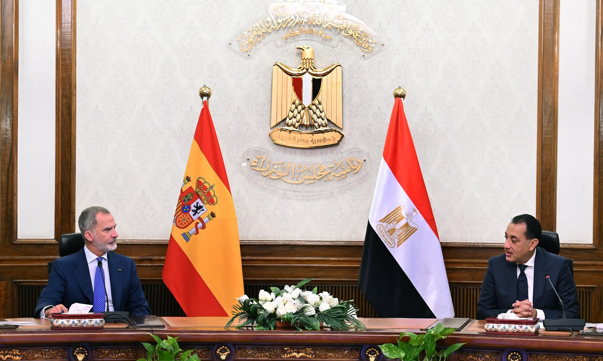 ملك أسبانيا يؤكد دور مصر المهم في المنطقة وخاصة فيما يتعلق بالقضية الفلسطينية