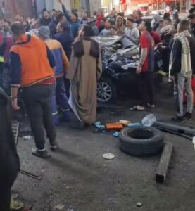 سقوط سيارة ملاكي من أعلى كوبري أكتوبر أمام نادي السكة الحديد بامتداد رمسيس